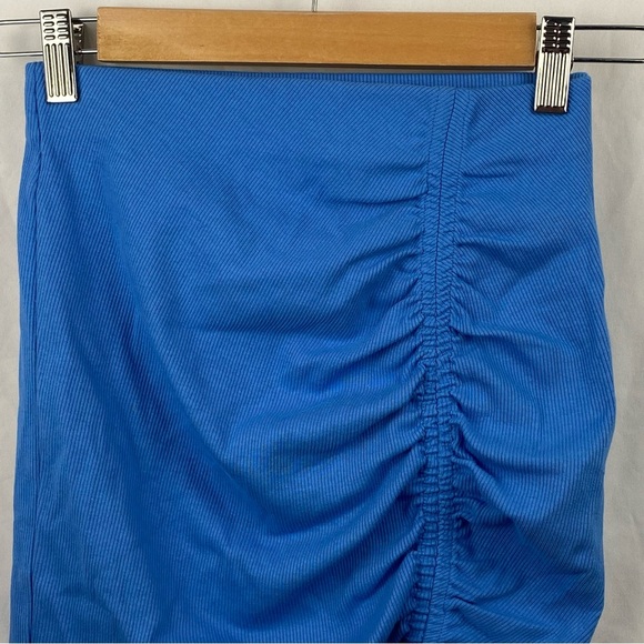 Zara Women’s High Waisted Ruched Rib Mini Blue Stretchy Skirt Size Small - Picture 14 of 16